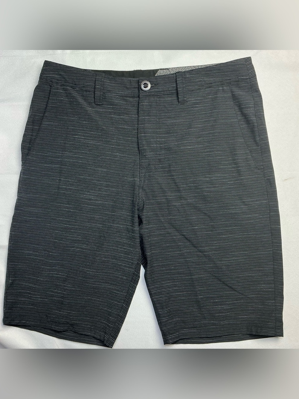 Volcom Men's Black Micro-Striped Flat Front Shorts